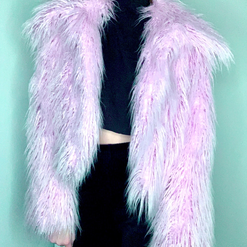 Pink Shaggy Faux Fur Coat